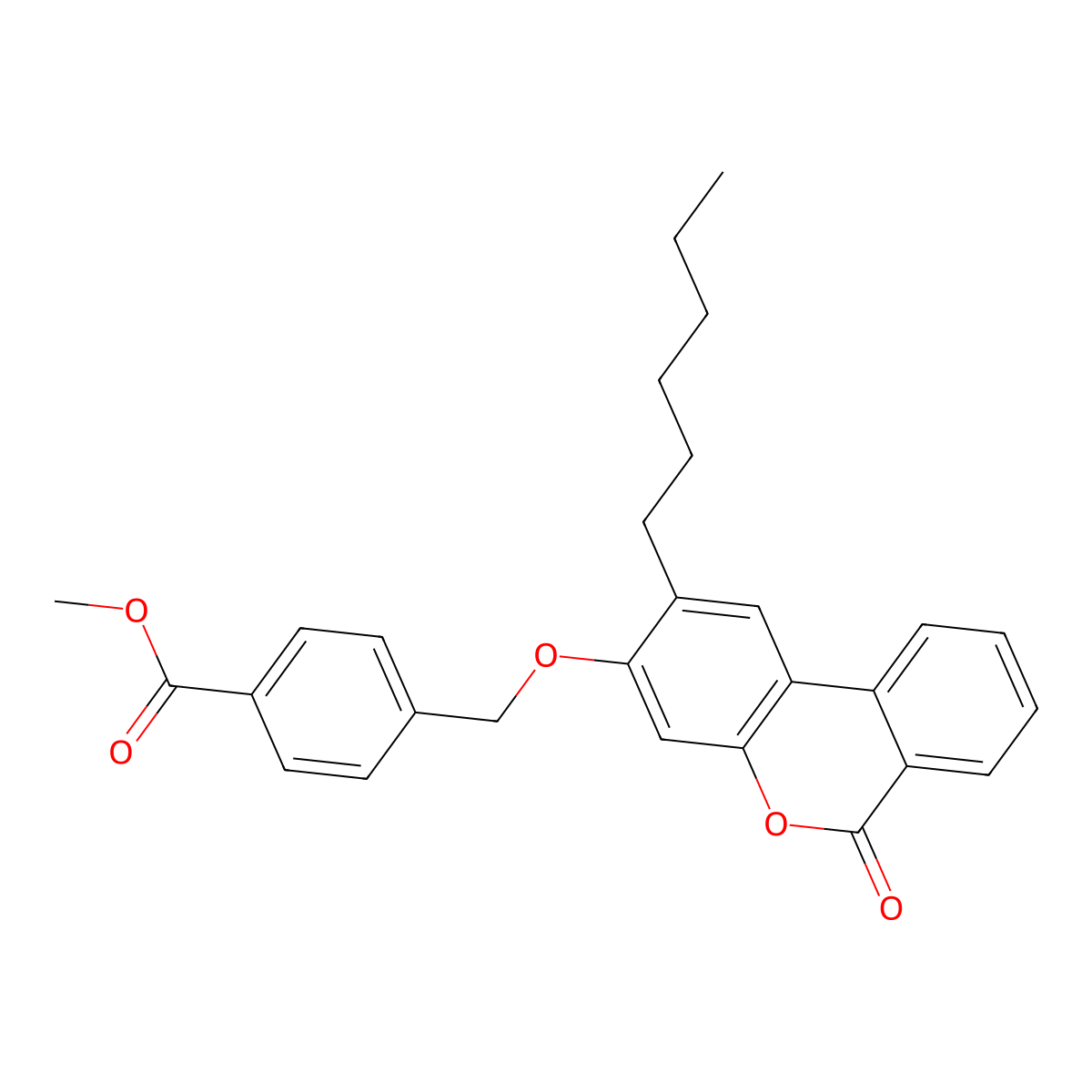 methyl 4-{[(2-hexyl-6-oxo-6H-benzo[c]chromen-3-yl)oxy]methyl}benzoate molecular structure, CAS 405917-31-9