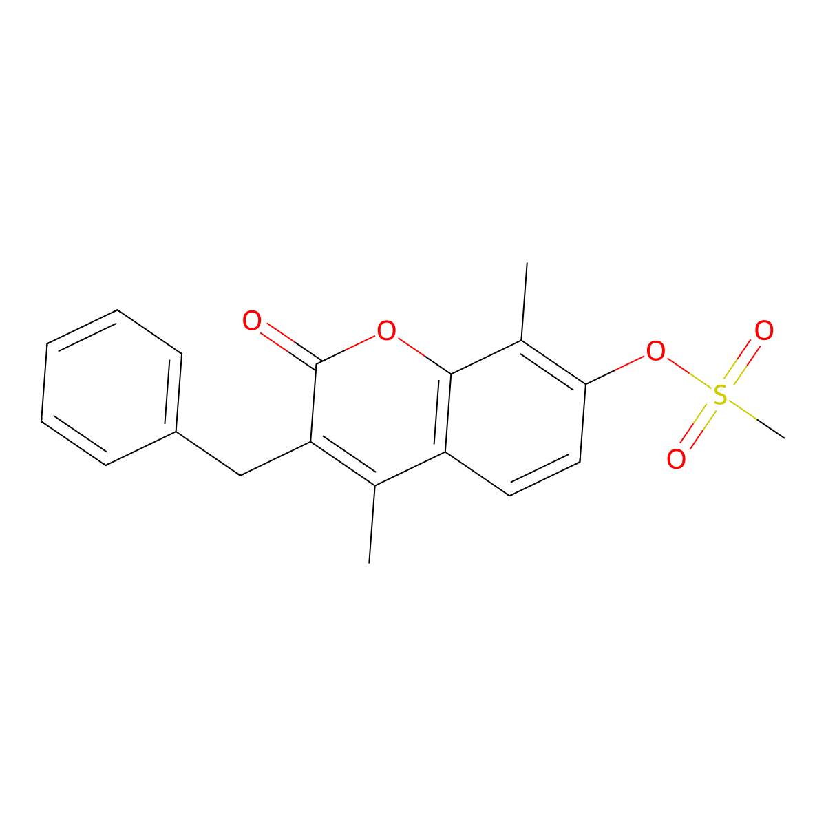 3-benzyl-4,8-dimethyl-2-oxo-2H-chromen-7-yl methanesulfonate molecular structure, CAS 405918-74-3