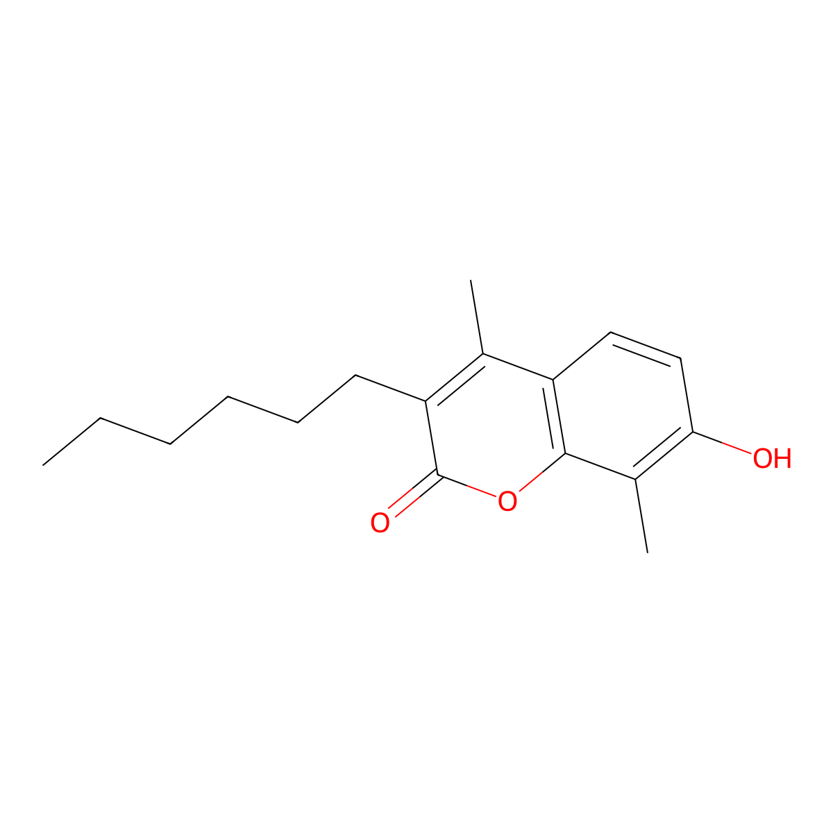 3-hexyl-7-hydroxy-4,8-dimethyl-2H-chromen-2-one molecular structure, CAS 405918-92-5
