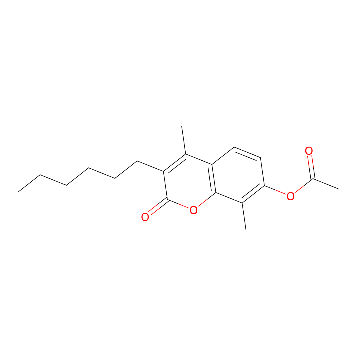 3-hexyl-4,8-dimethyl-2-oxo-2H-chromen-7-yl acetate molecular structure, CAS 405918-93-6