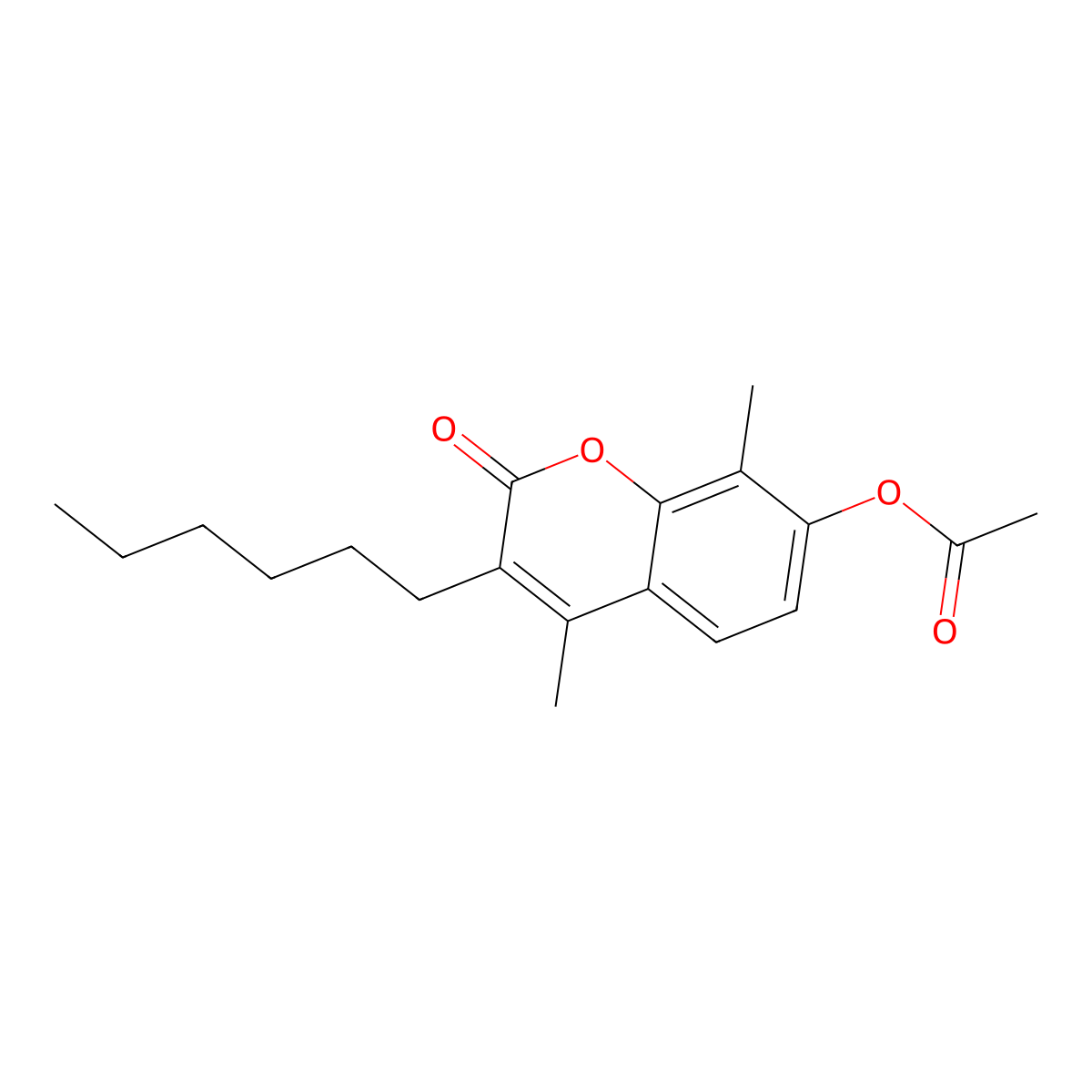 3-hexyl-4,8-dimethyl-2-oxo-2H-chromen-7-yl acetate molecular structure, CAS 405918-93-6