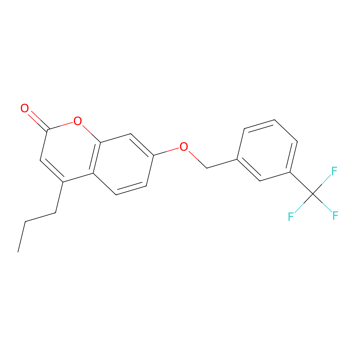 4-propyl-7-{[3-(trifluoromethyl)benzyl]oxy}-2H-chromen-2-one molecular structure, CAS 405919-13-3