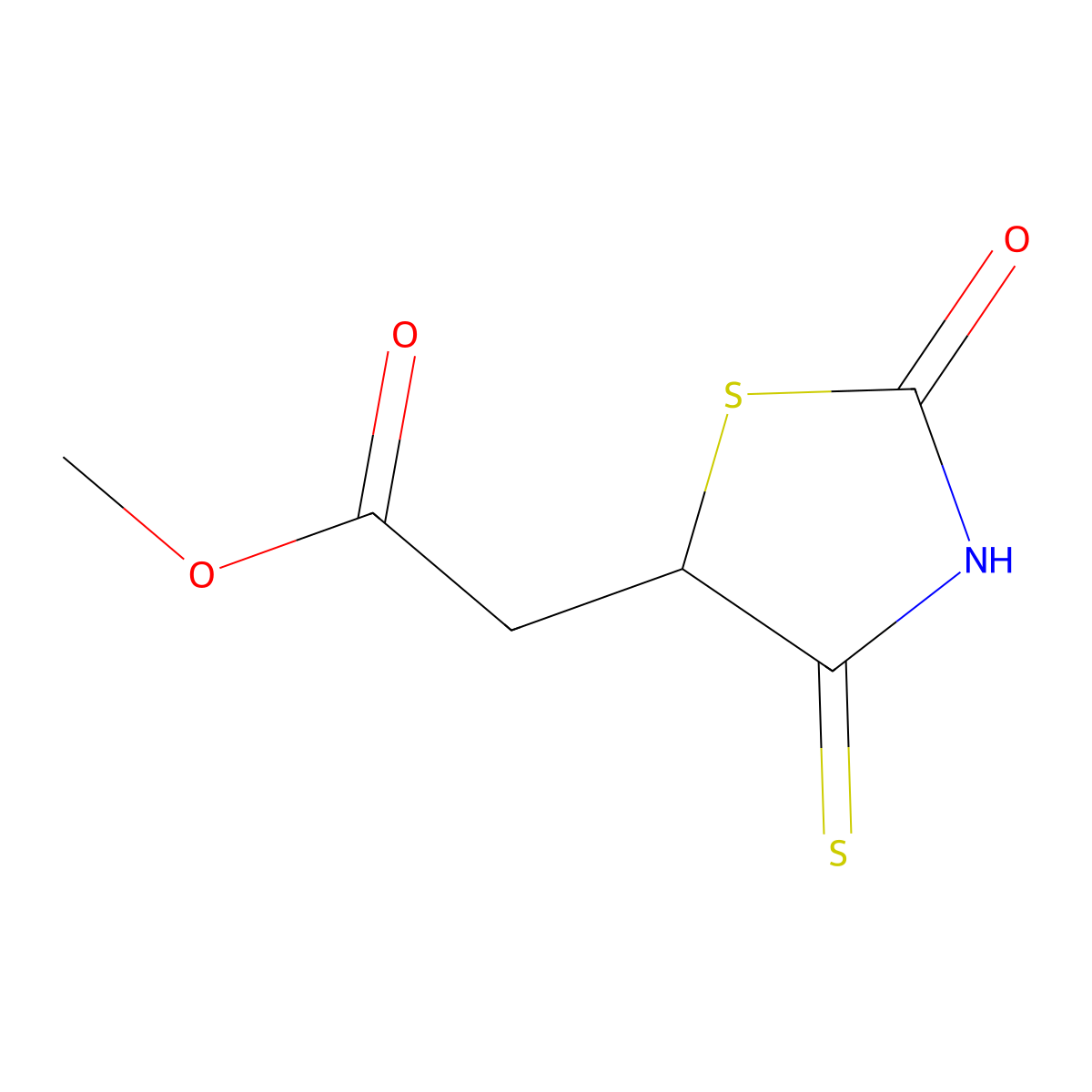 Methyl (2-oxo-4-thioxo-1,3-thiazolidin-5-yl)acetate molecular structure, CAS 405919-97-3