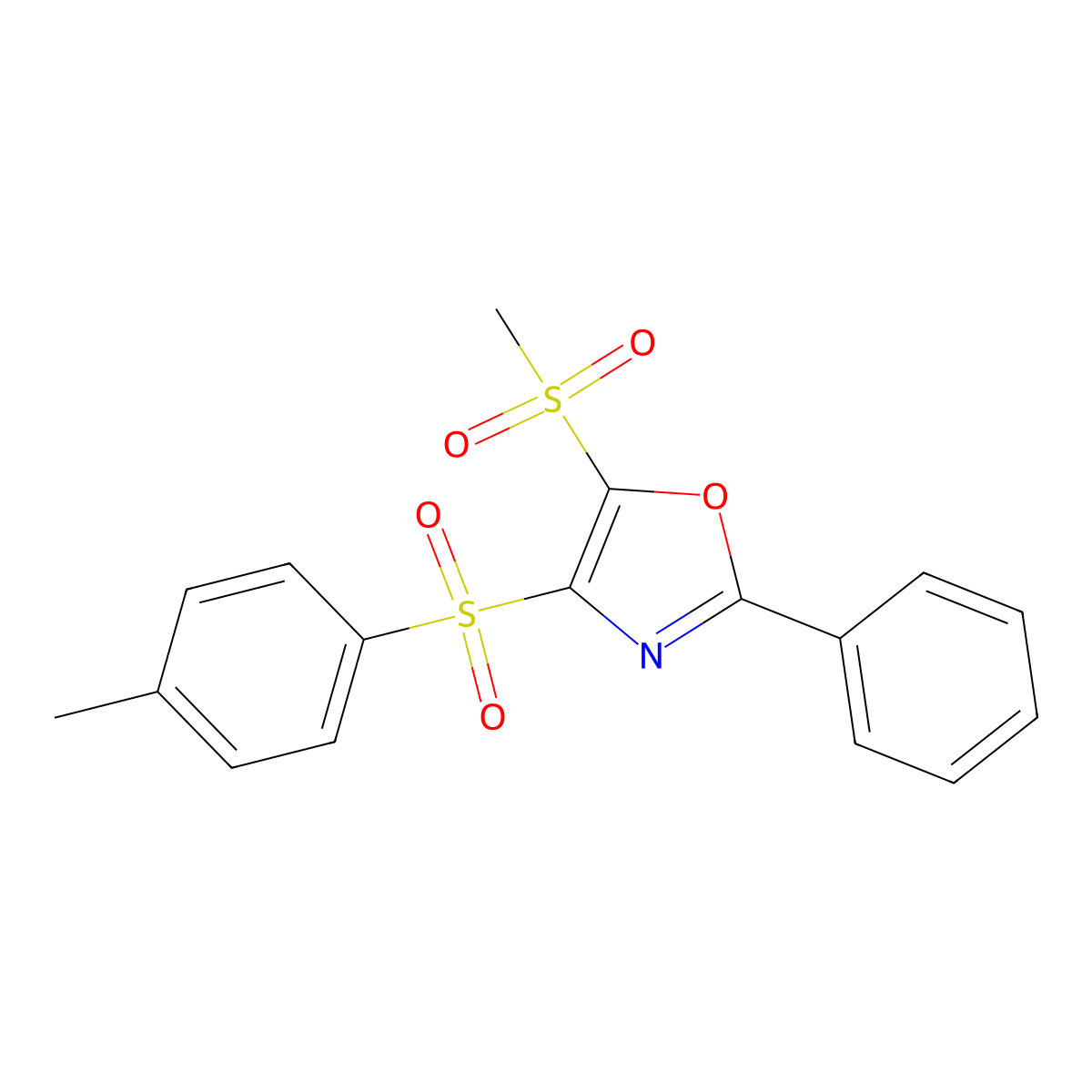 4-[(4-Methylphenyl)sulfonyl]-5-(methylsulfonyl)-2-phenyl-1,3-oxazole molecular structure, CAS 405920-35-6