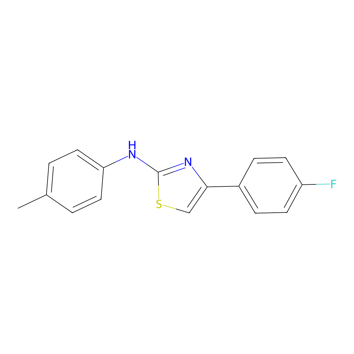 4-(4-Fluorophenyl)-N-(4-methylphenyl)-2-thiazolamine molecular structure, CAS 405921-11-1
