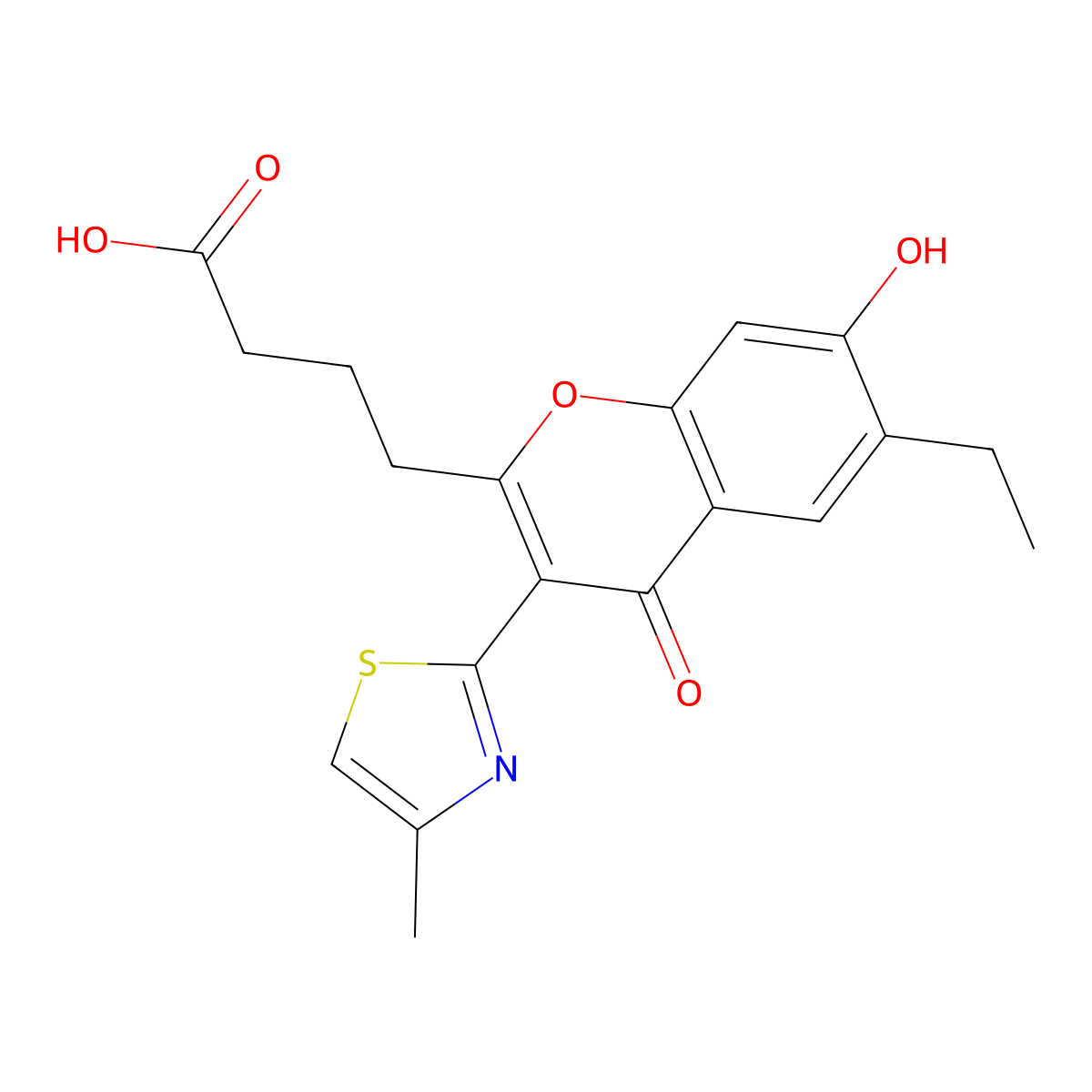 4-[6-ethyl-7-hydroxy-3-(4-methyl-1,3-thiazol-2-yl)-4-oxo-4H-chromen-2-yl]butanoic acid molecular structure, CAS 405921-45-1