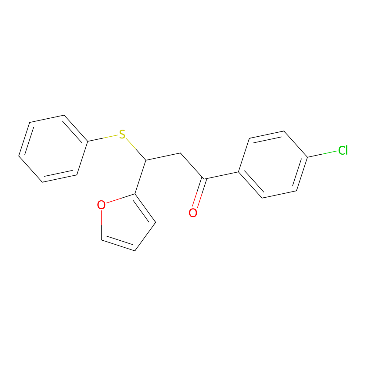 1-(4-Chlorophenyl)-3-(furan-2-yl)-3-(phenylsulfanyl)propan-1-one molecular structure, CAS 405921-79-1