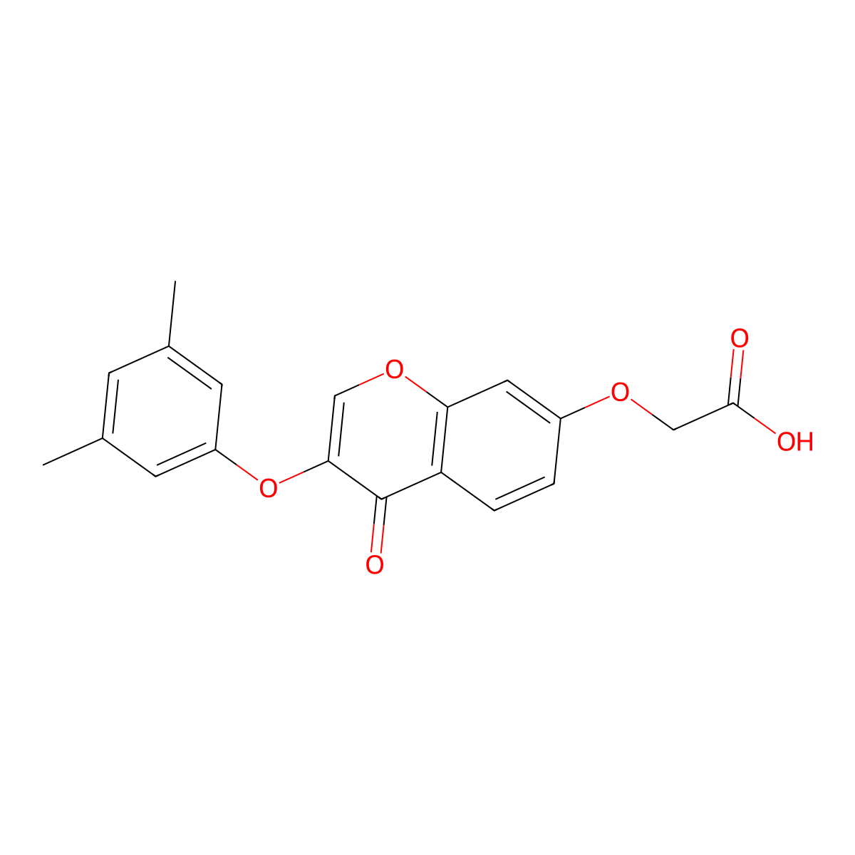 2-[[3-(3,5-Dimethylphenoxy)-4-oxo-4H-1-benzopyran-7-yl]oxy]acetic acid molecular structure, CAS 405923-51-5