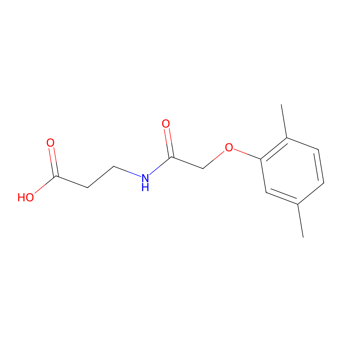 3-(2-(2,5-Dimethylphenoxy)acetamido)propanoic acid molecular structure, CAS 405923-72-0
