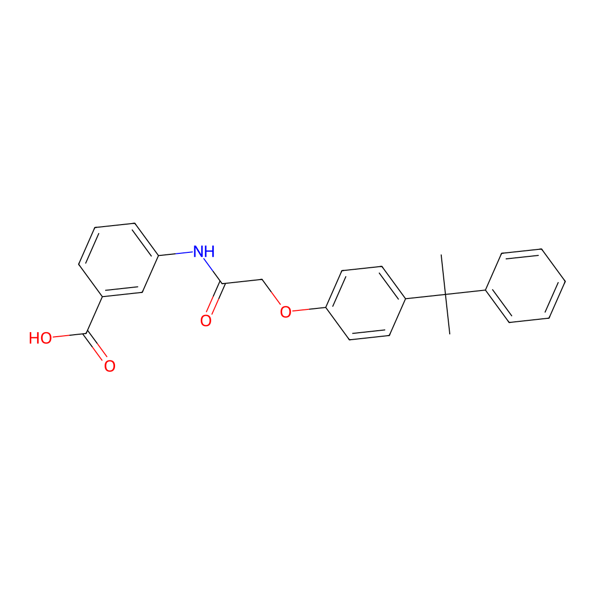 3-{2-[4-(1-Methyl-1-phenylethyl)phenoxy]acetylamino}benzoic acid molecular structure, CAS 405924-15-4