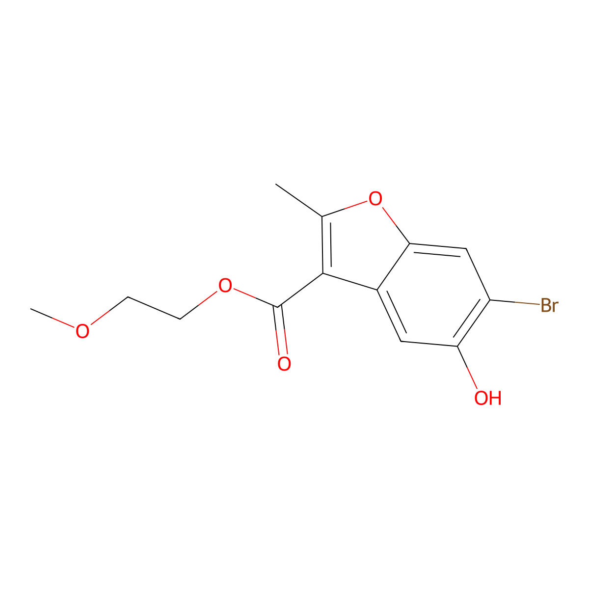 2-Methoxyethyl 6-bromo-5-hydroxy-2-methyl-1-benzofuran-3-carboxylate molecular structure, CAS 405924-27-8