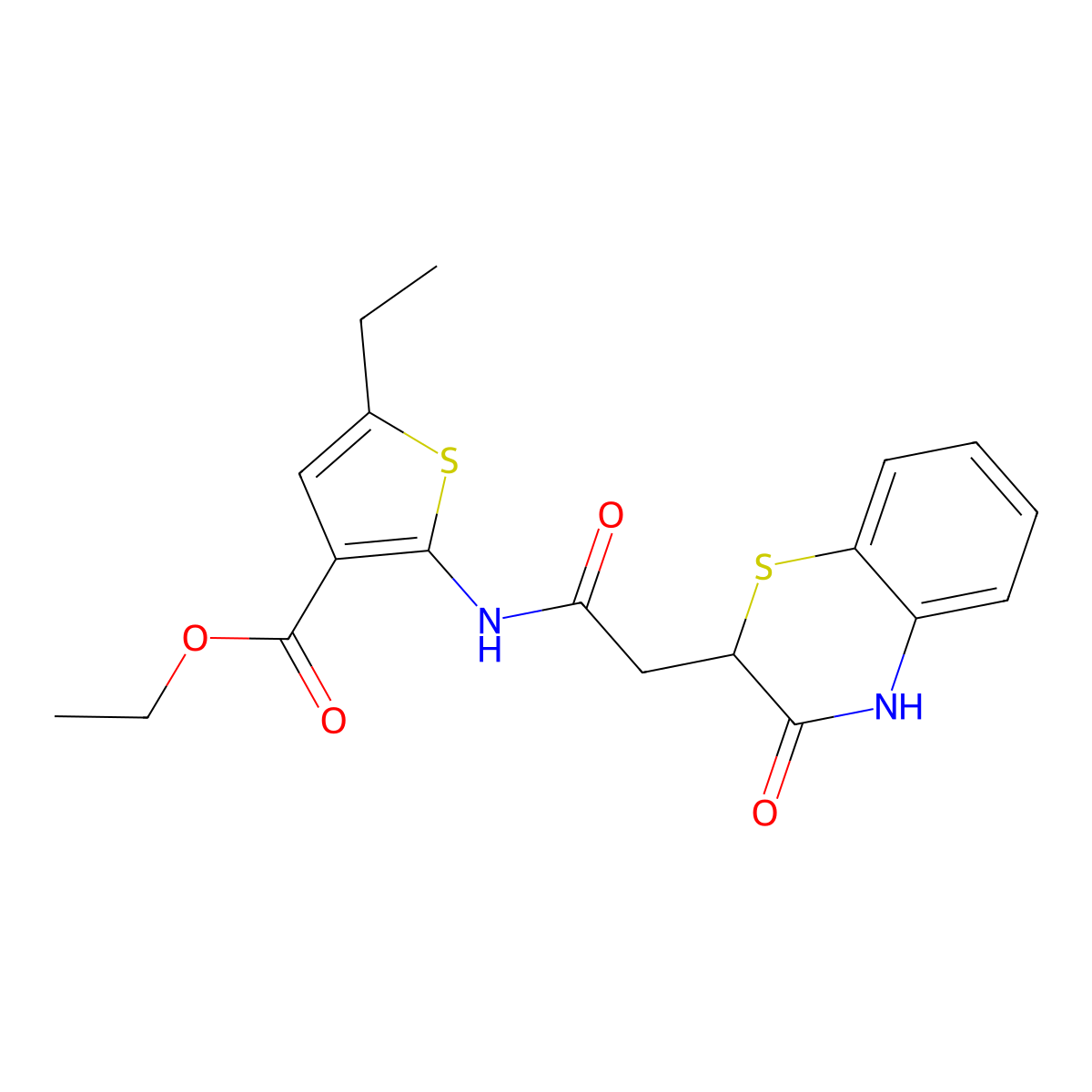 ethyl 5-ethyl-2-[[2-(3-oxo-4H-1,4-benzothiazin-2-yl)acetyl]amino]thiophene-3-carboxylate molecular structure, CAS 405924-83-6