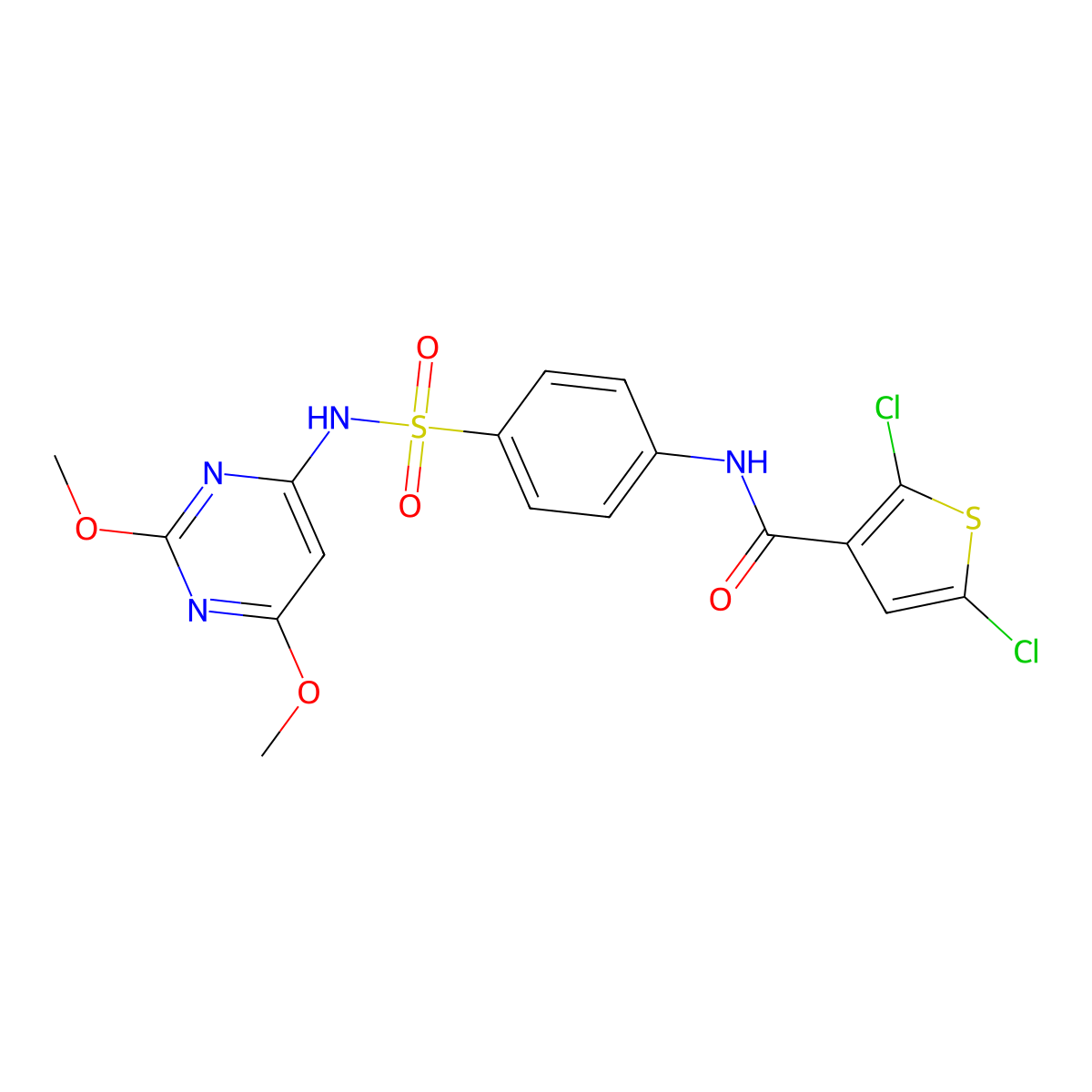 2,5-Dichloro-N-{4-[(2,6-dimethoxypyrimidin-4-YL)sulfamoyl]phenyl}thiophene-3-carboxamide molecular structure, CAS 405925-18-0