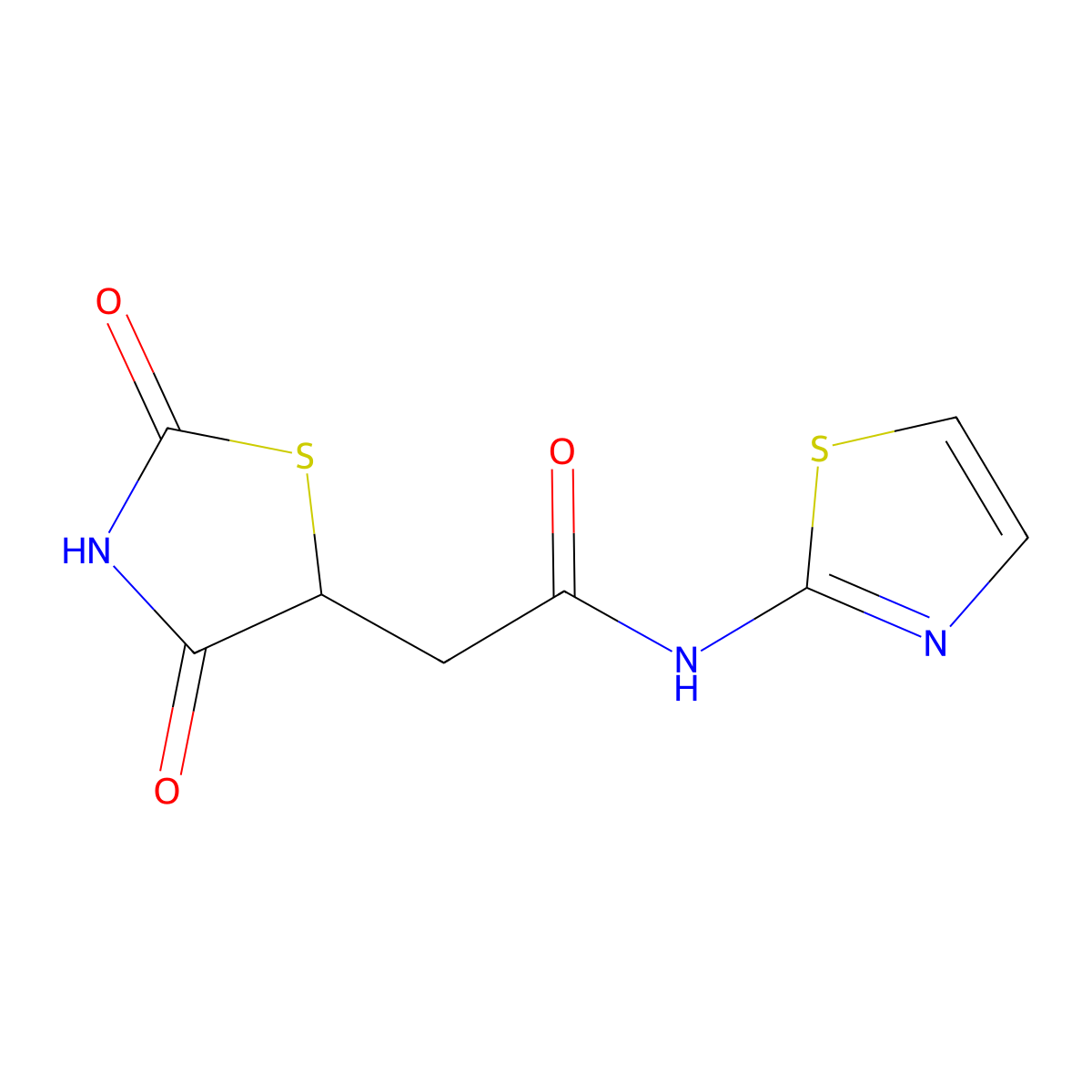2-(2,4-dioxo-1,3-thiazolidin-5-yl)-N-(1,3-thiazol-2-yl)acetamide molecular structure, CAS 405925-28-2