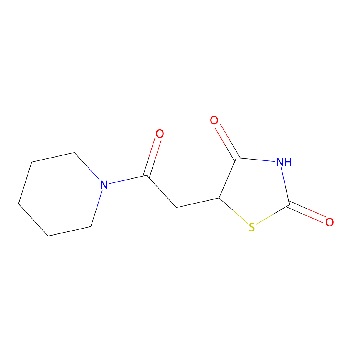 5-(2-Oxo-2-piperidin-1-ylethyl)-1,3-thiazolidine-2,4-dione molecular structure, CAS 405925-45-3