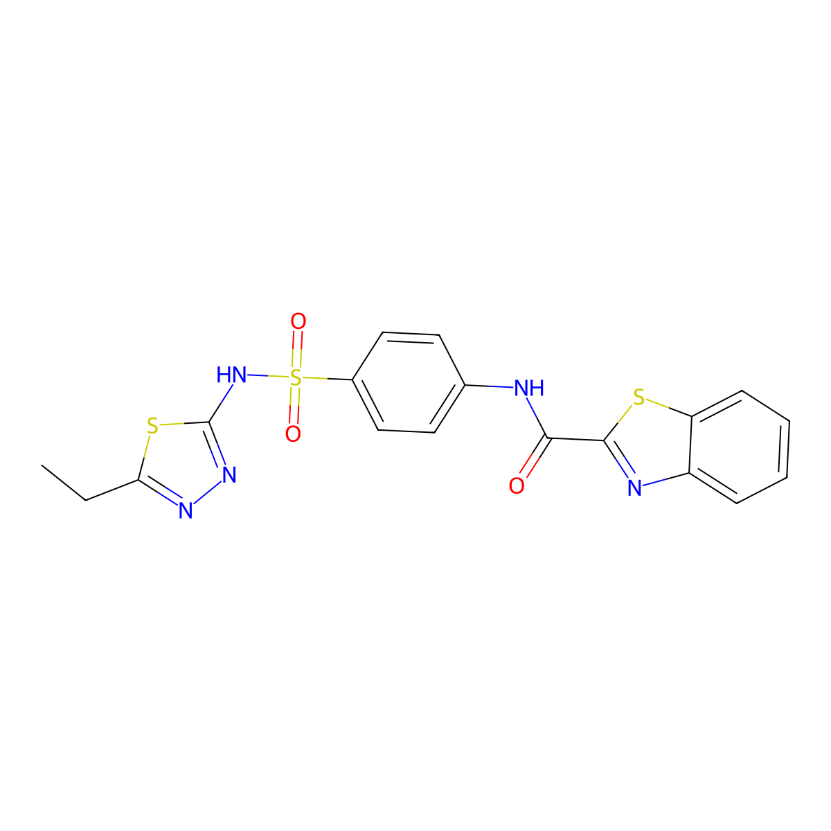 N-{4-[(5-ethyl-1,3,4-thiadiazol-2-yl)sulfamoyl]phenyl}-1,3-benzothiazole-2-carboxamide molecular structure, CAS 405925-49-7