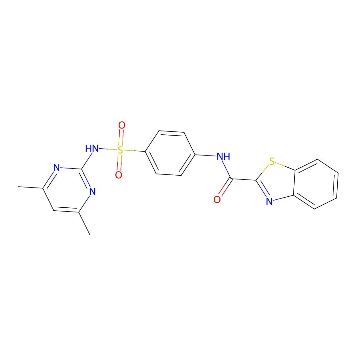N-(4-(N-(4,6-dimethylpyrimidin-2-yl)sulfamoyl)phenyl)benzo[d]thiazole-2-carboxamide molecular structure, CAS 405925-51-1