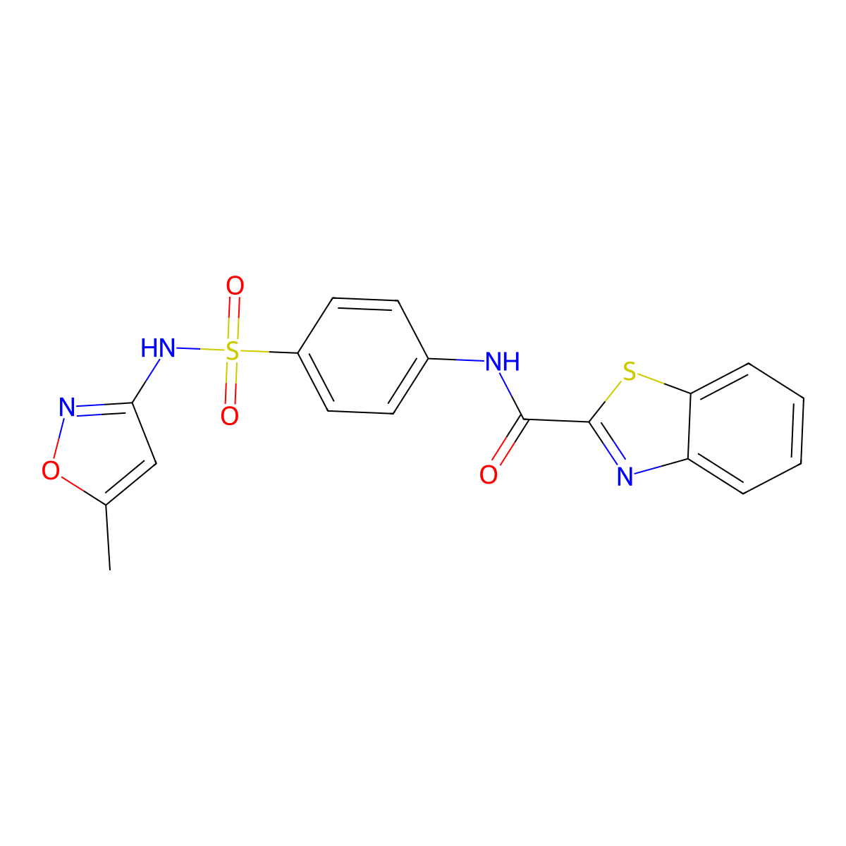 N-{4-[(5-methyl-1,2-oxazol-3-yl)sulfamoyl]phenyl}-1,3-benzothiazole-2-carboxamide molecular structure, CAS 405925-53-3