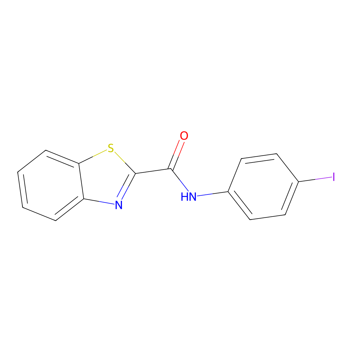 N-(4-iodophenyl)-1,3-benzothiazole-2-carboxamide molecular structure, CAS 405925-54-4