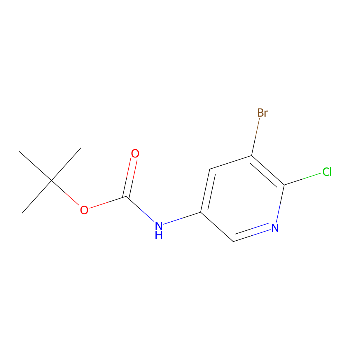 tert-Butyl (5-bromo-6-chloropyridin-3-yl)carbamate molecular structure, CAS 405939-59-5