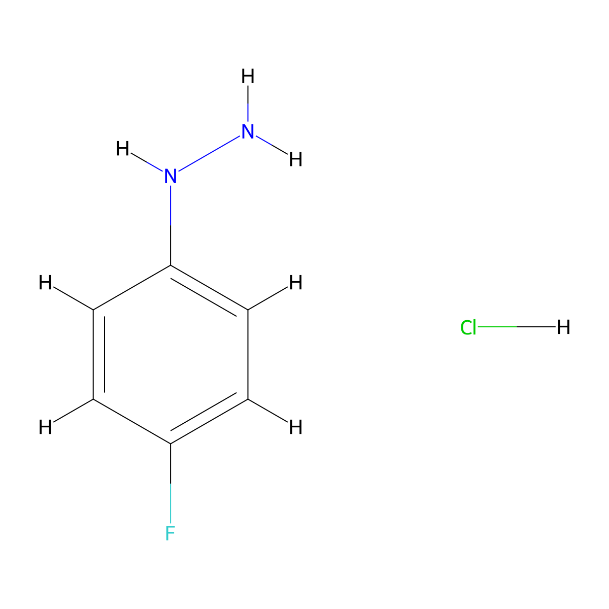 4-Fluorophenylhydrazine hydrochloride molecular structure, CAS 40594-35-2