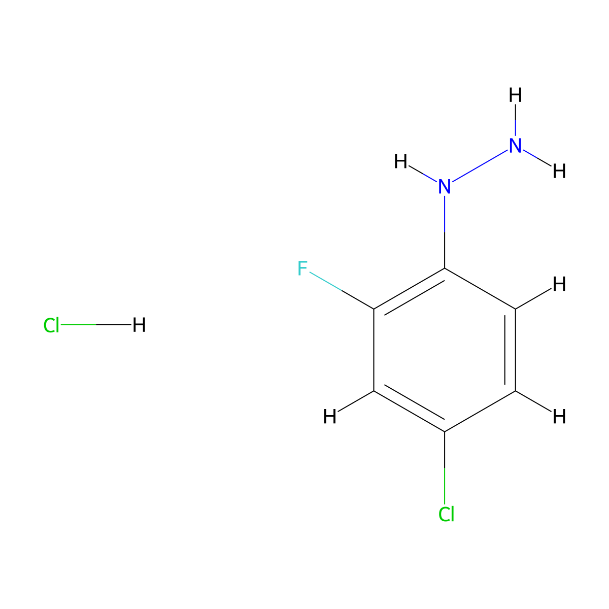 (4-Chloro-2-fluorophenyl)hydrazine hydrochloride molecular structure, CAS 40594-36-3