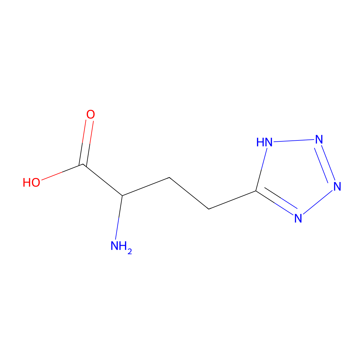 2-amino-4-(1H-1,2,3,4-tetrazol-5-yl)butanoic acid molecular structure, CAS 406-01-9