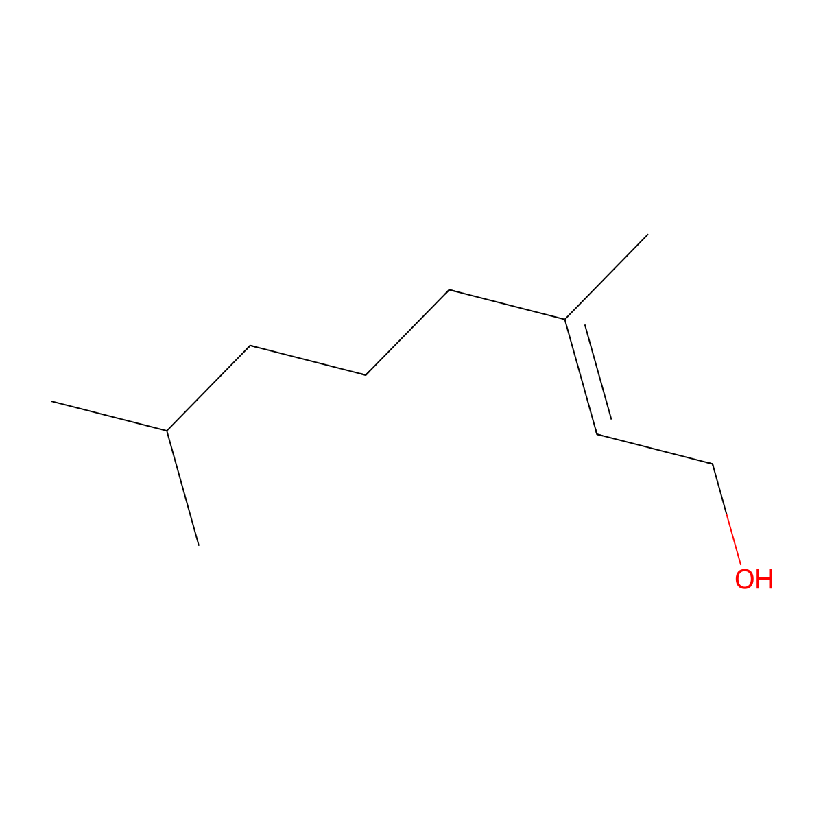 2-Octen-1-ol, 3,7-dimethyl- molecular structure, CAS 40607-48-5