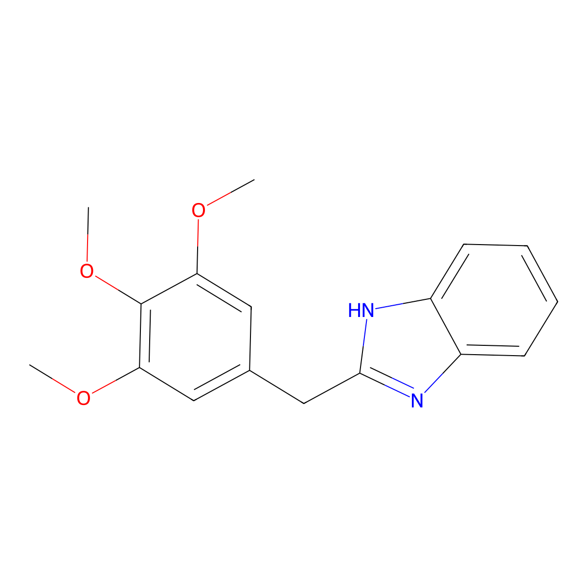 2-[(3,4,5-trimethoxyphenyl)methyl]-1H-1,3-benzodiazole molecular structure, CAS 40608-83-1