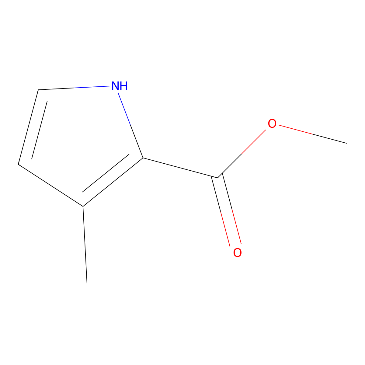 methyl 3-methyl-1H-pyrrole-2-carboxylate molecular structure, CAS 40611-69-6