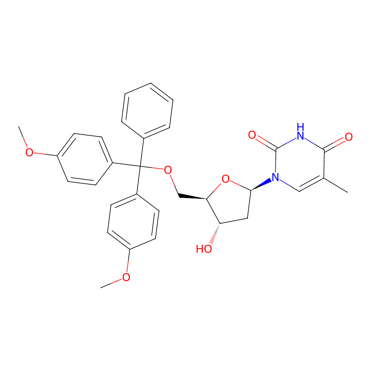 5'-O-(4,4'-Dimethoxytrityl)thymidine molecular structure, CAS 40615-39-2