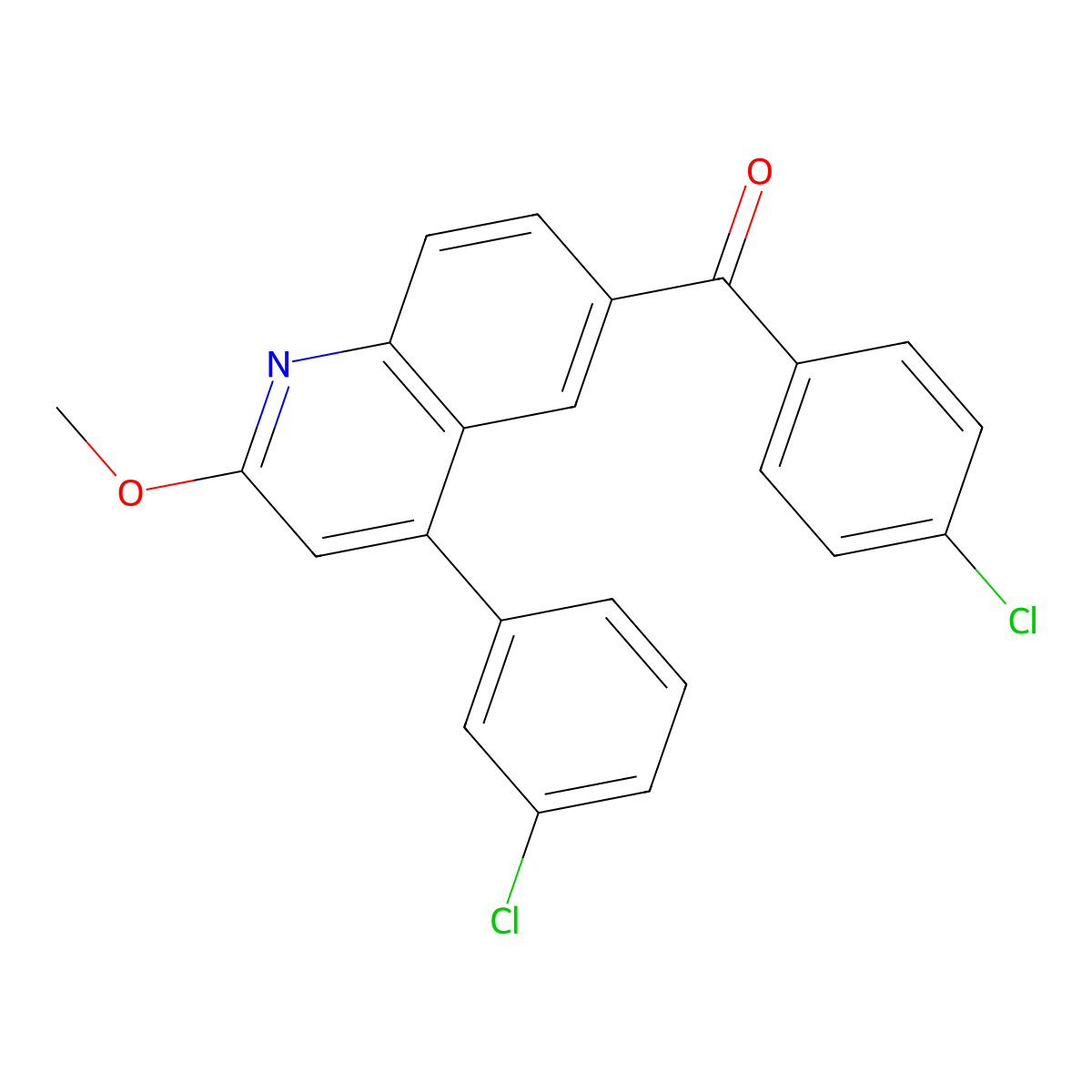(4-Chlorophenyl)[4-(3-chlorophenyl)-2-methoxy-6-quinolinyl]methanone molecular structure, CAS 406162-21-8