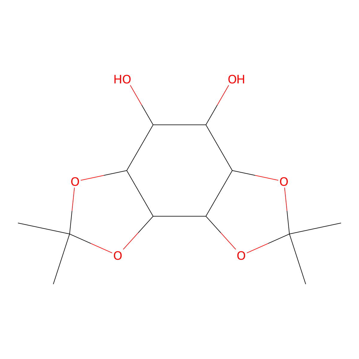 L-chiro-Inositol, 1,2:5,6-bis-O-(1-methylethylidene)- molecular structure, CAS 40617-60-5