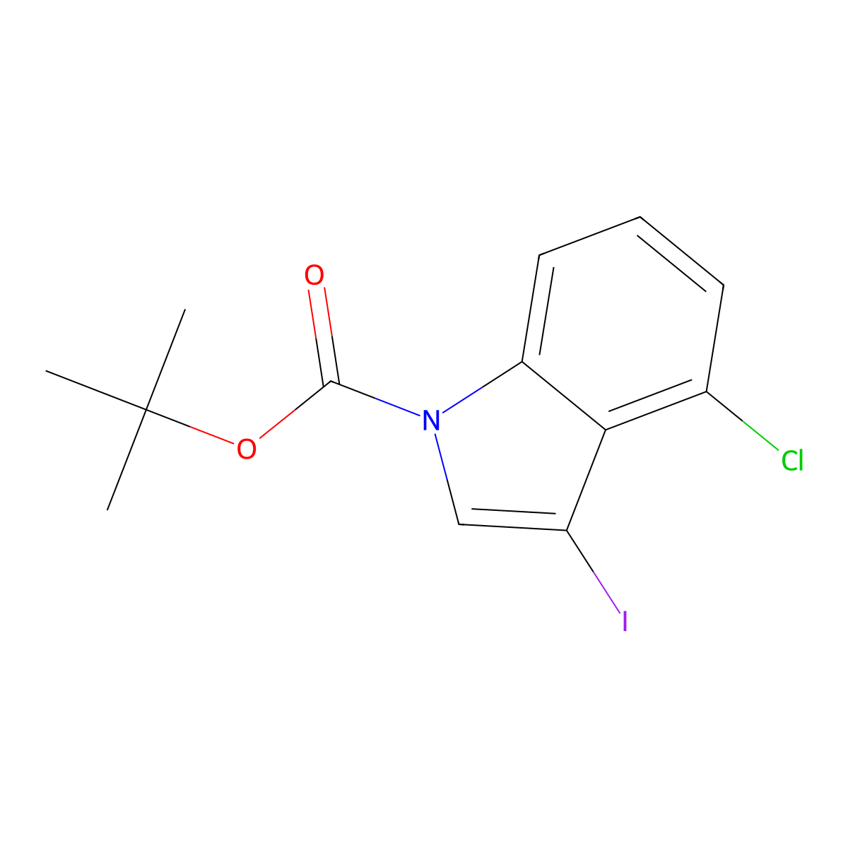 tert-Butyl 4-chloro-3-iodo-1H-indole-1-carboxylate molecular structure, CAS 406170-08-9