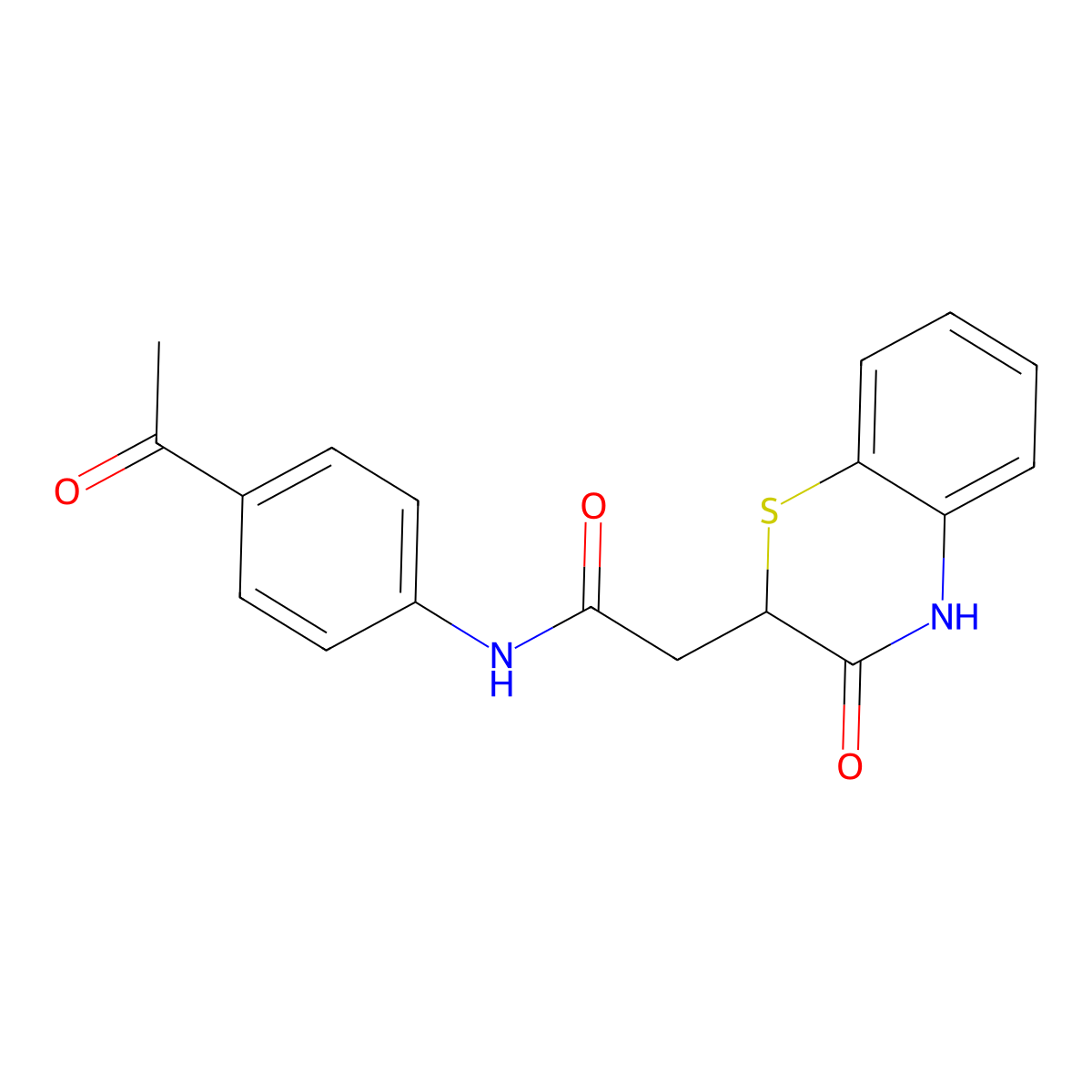 N-(4-acetylphenyl)-2-(3-oxo-3,4-dihydro-2H-1,4-benzothiazin-2-yl)acetamide molecular structure, CAS 406175-88-0