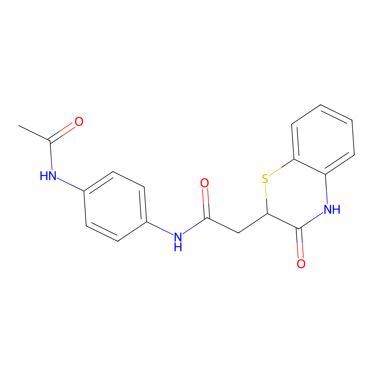 N-(4-acetamidophenyl)-2-(3-oxo-3,4-dihydro-2H-1,4-benzothiazin-2-yl)acetamide molecular structure, CAS 406175-90-4