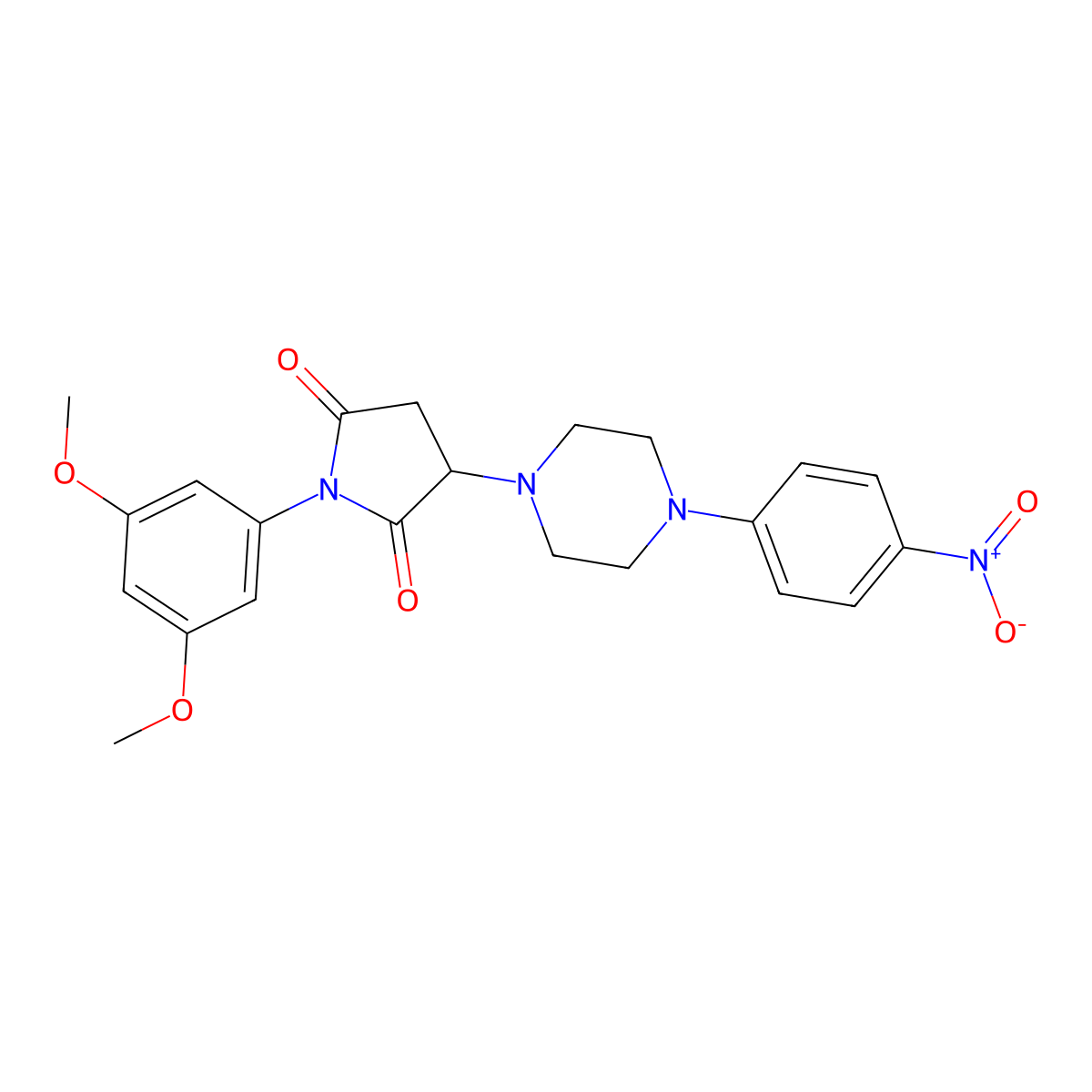 1-(3,5-Dimethoxyphenyl)-3-[4-(4-nitrophenyl)piperazin-1-yl]pyrrolidine-2,5-dione molecular structure, CAS 406179-05-3