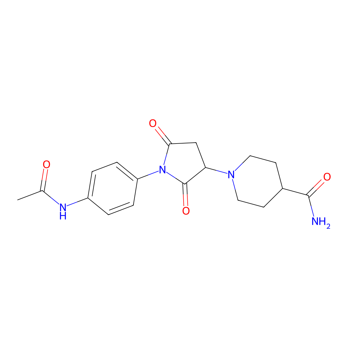 1-{1-[4-(Acetylamino)phenyl]-2,5-dioxopyrrolidin-3-yl}piperidine-4-carboxamide molecular structure, CAS 406179-52-0