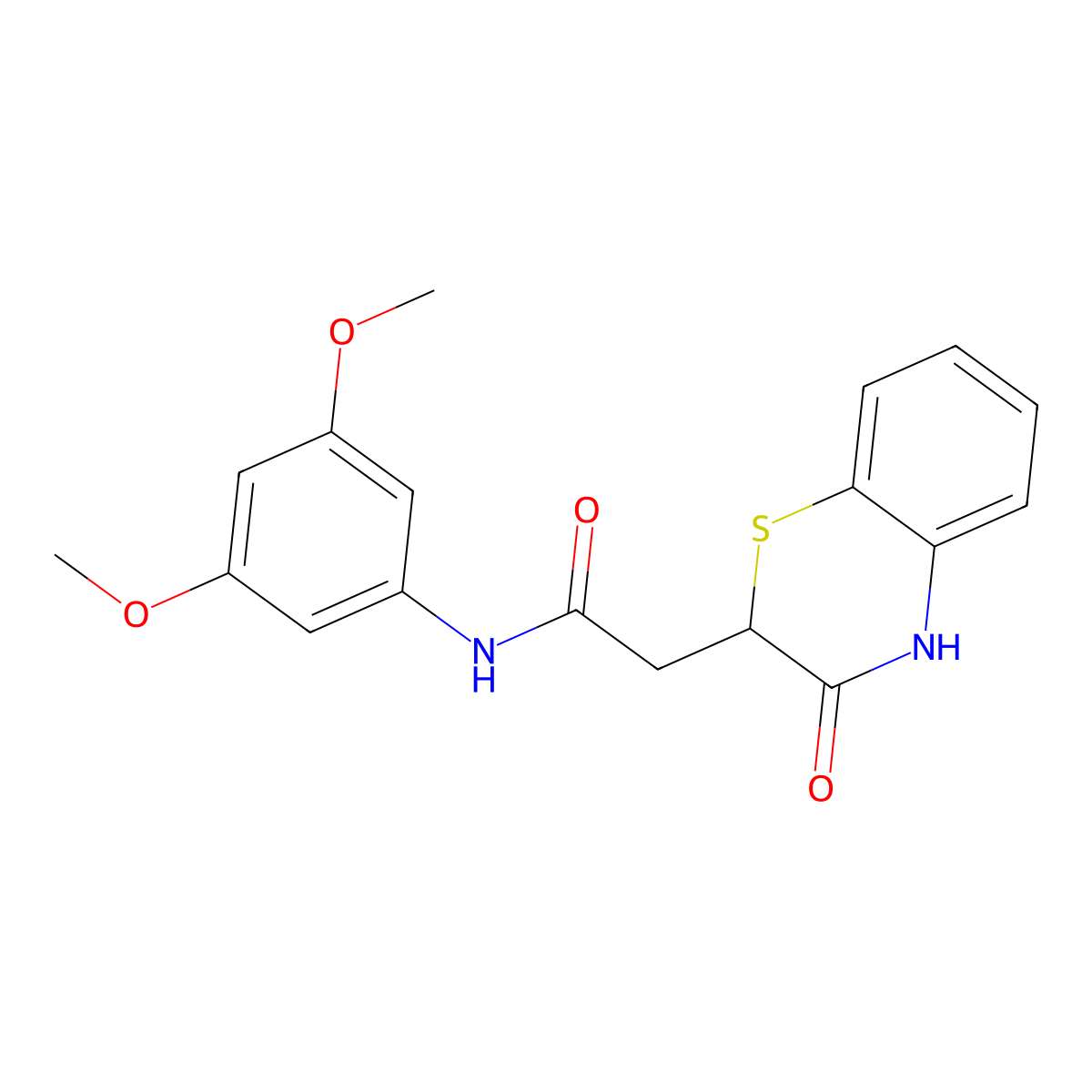 N-(3,5-dimethoxyphenyl)-2-(3-oxo-3,4-dihydro-2H-1,4-benzothiazin-2-yl)acetamide molecular structure, CAS 406179-53-1