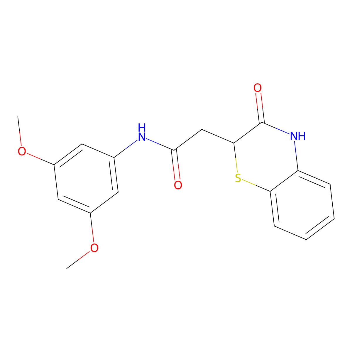 N-(3,5-dimethoxyphenyl)-2-(3-oxo-3,4-dihydro-2H-1,4-benzothiazin-2-yl)acetamide molecular structure, CAS 406179-53-1