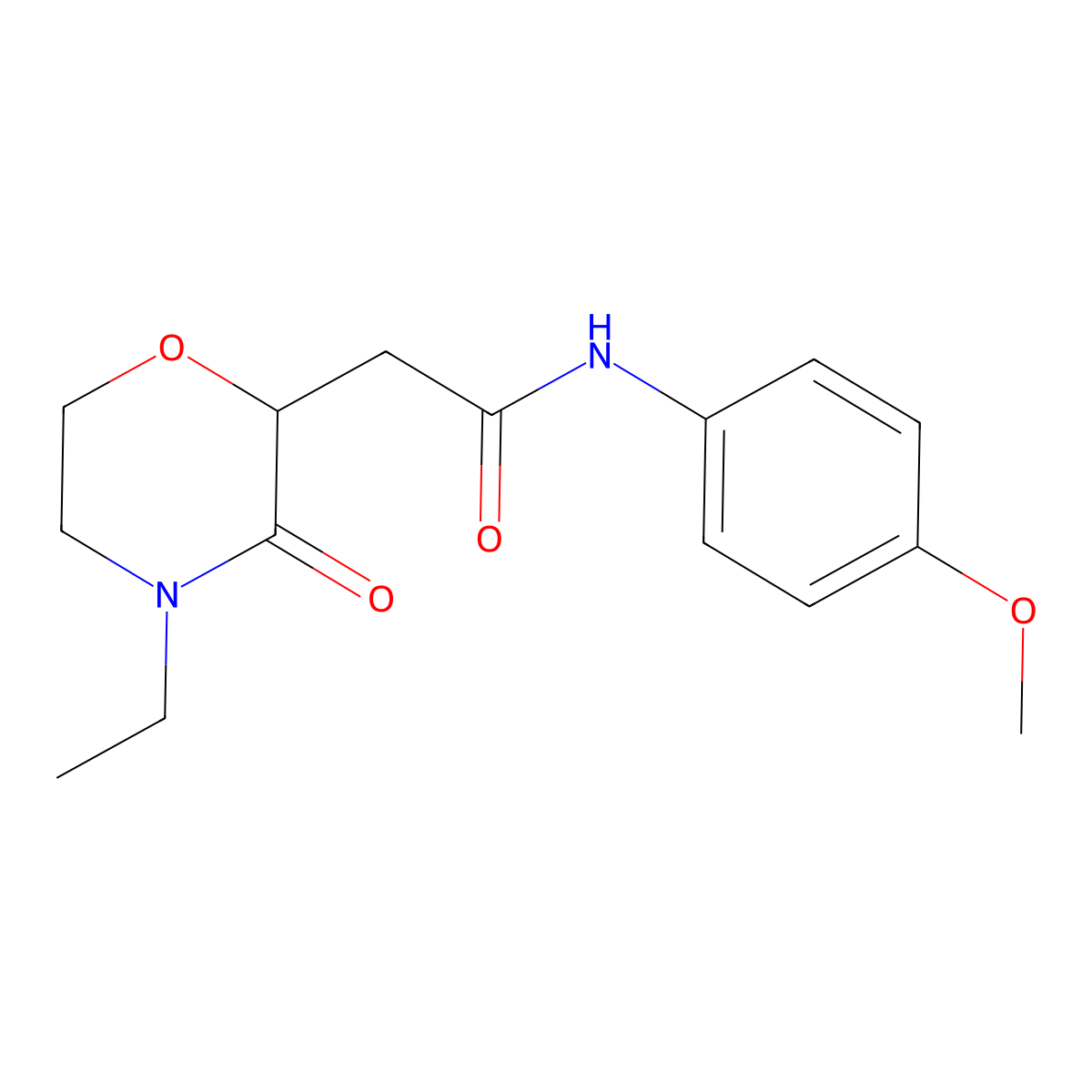2-(4-ethyl-3-oxomorpholin-2-yl)-N-(4-methoxyphenyl)acetamide molecular structure, CAS 406180-63-0