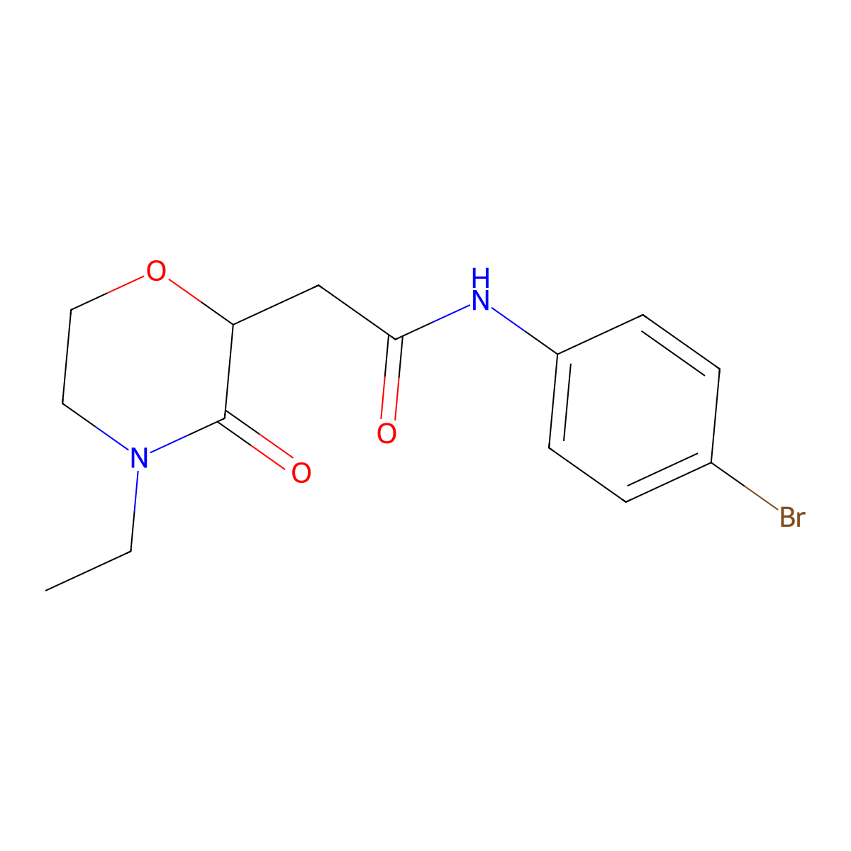 N-(4-bromophenyl)-2-(4-ethyl-3-oxomorpholin-2-yl)acetamide molecular structure, CAS 406180-65-2