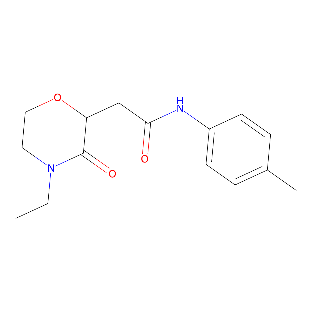 2-(4-ethyl-3-oxomorpholin-2-yl)-N-(4-methylphenyl)acetamide molecular structure, CAS 406180-66-3