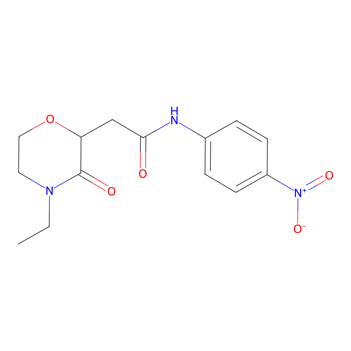 2-(4-ethyl-3-oxomorpholin-2-yl)-N-(4-nitrophenyl)acetamide molecular structure, CAS 406180-68-5