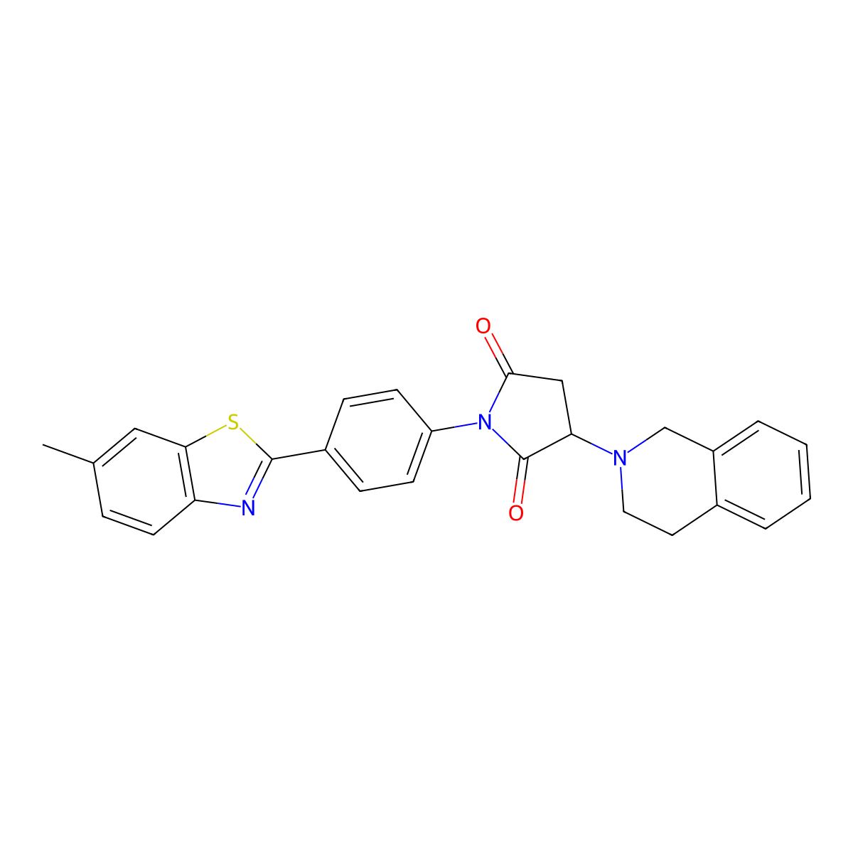 3-(3,4-dihydro-1H-isoquinolin-2-yl)-1-[4-(6-methyl-1,3-benzothiazol-2-yl)phenyl]pyrrolidine-2,5-dione molecular structure, CAS 406182-75-0