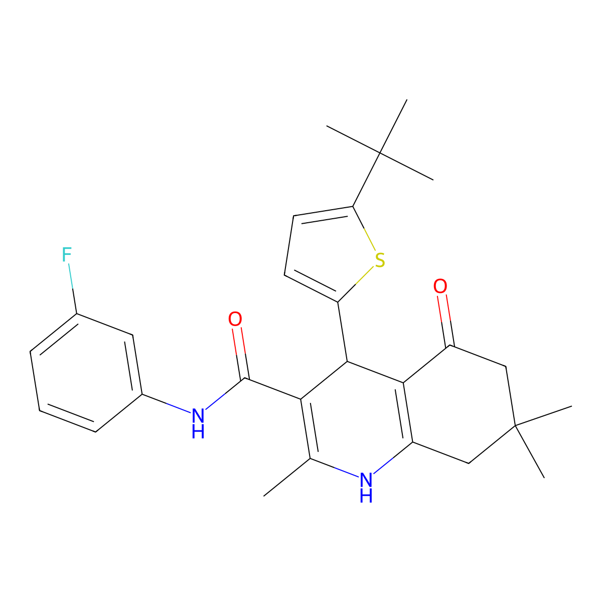 4-(5-Tert-butyl-2-thienyl)-N-(3-fluorophenyl)-2,7,7-trimethyl-5-oxo-1,4,5,6,7,8-hexahydro-3-quinolinecarboxamide molecular structure, CAS 406183-92-4