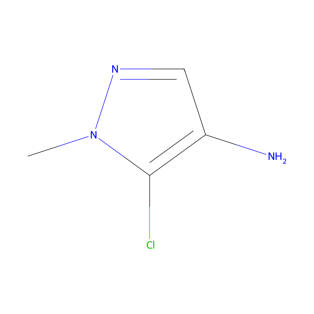 5-chloro-1-methyl-1H-pyrazol-4-amine molecular structure, CAS 406189-04-6