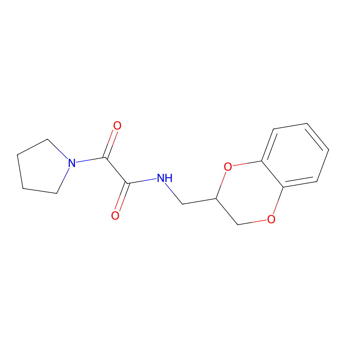 N-(2,3-dihydro-1,4-benzodioxin-3-ylmethyl)-2-oxo-2-pyrrolidin-1-ylacetamide molecular structure, CAS 406189-93-3