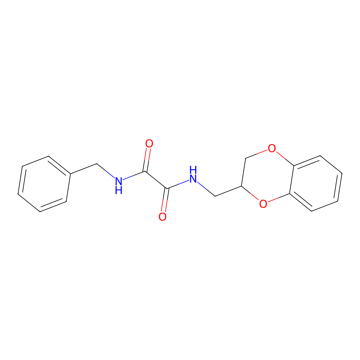 N'-benzyl-N-(2,3-dihydro-1,4-benzodioxin-3-ylmethyl)oxamide molecular structure, CAS 406189-96-6