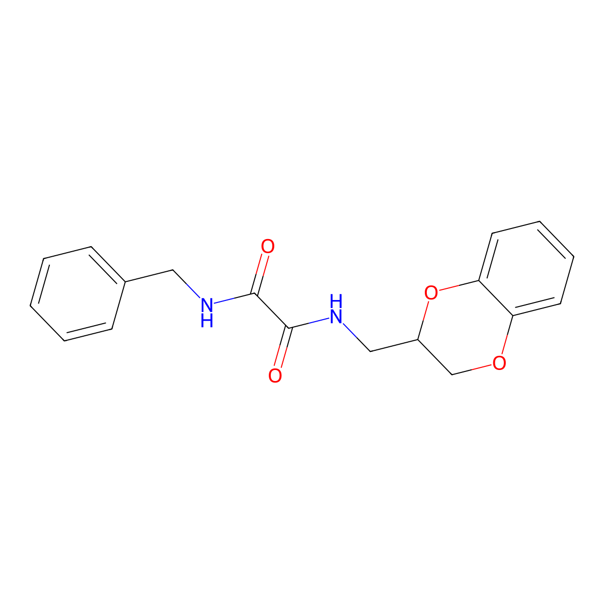 N'-benzyl-N-(2,3-dihydro-1,4-benzodioxin-3-ylmethyl)oxamide molecular structure, CAS 406189-96-6